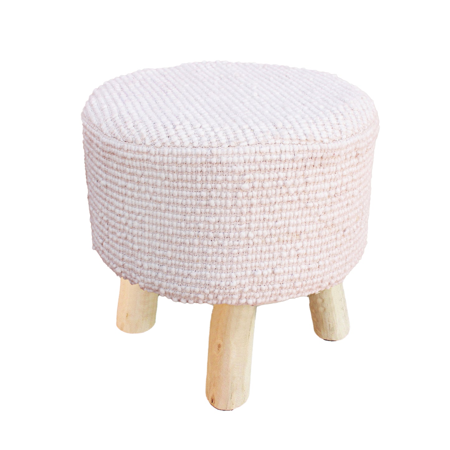 Spike Stool, 40x40x40 cm, Natural White, Wool, Hand Woven, Handwoven, All Loop