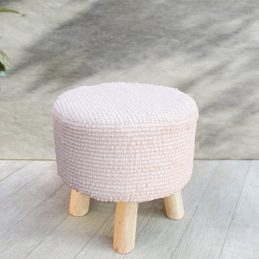 Spike Stool, 40x40x40 cm, Natural White, Wool, Hand Woven, Handwoven, All Loop